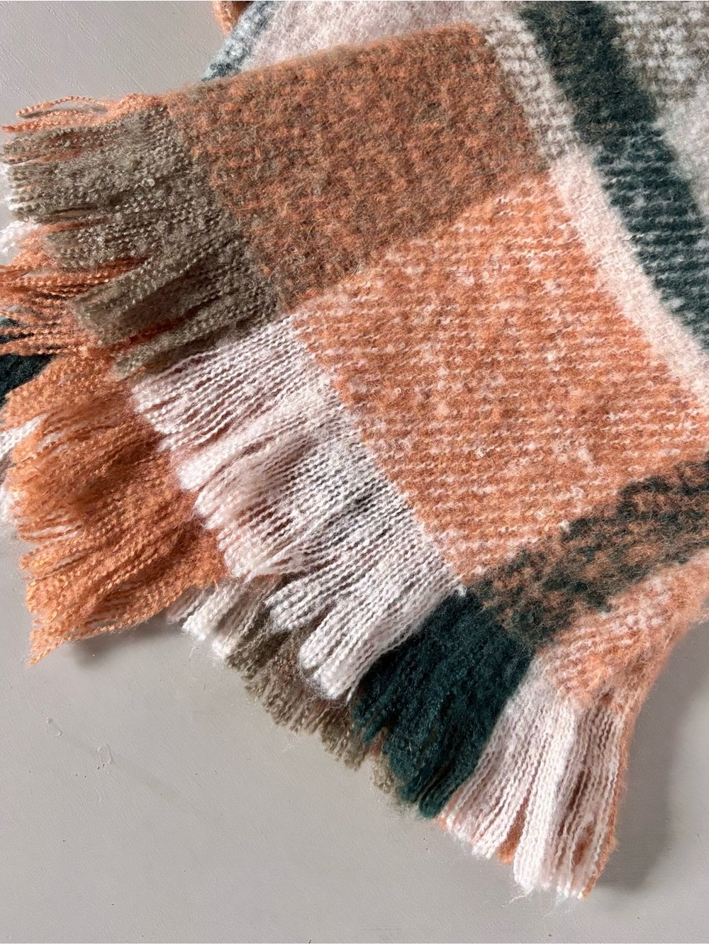 STEVE MADDEN Marled Plaid Multi Color Boucle Oversized Tassel Blanket Scarf